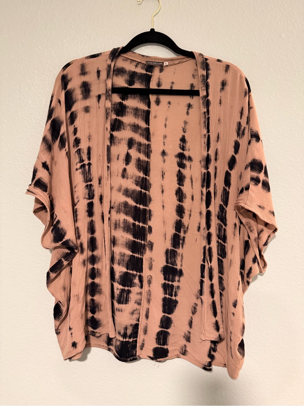 Open-Front tan Tie-Dye Kimono size XL